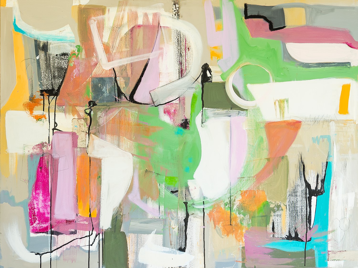 Martin Durazo - Silver, Abstract, Colorful, Acrylic, Paint, Paper, Neon,  Multicolor For Sale at 1stDibs