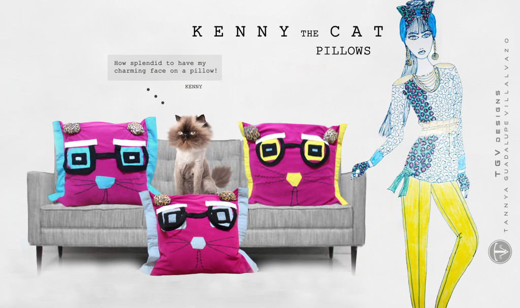 TGV DESIGNS. Kenny the Cat Pillows